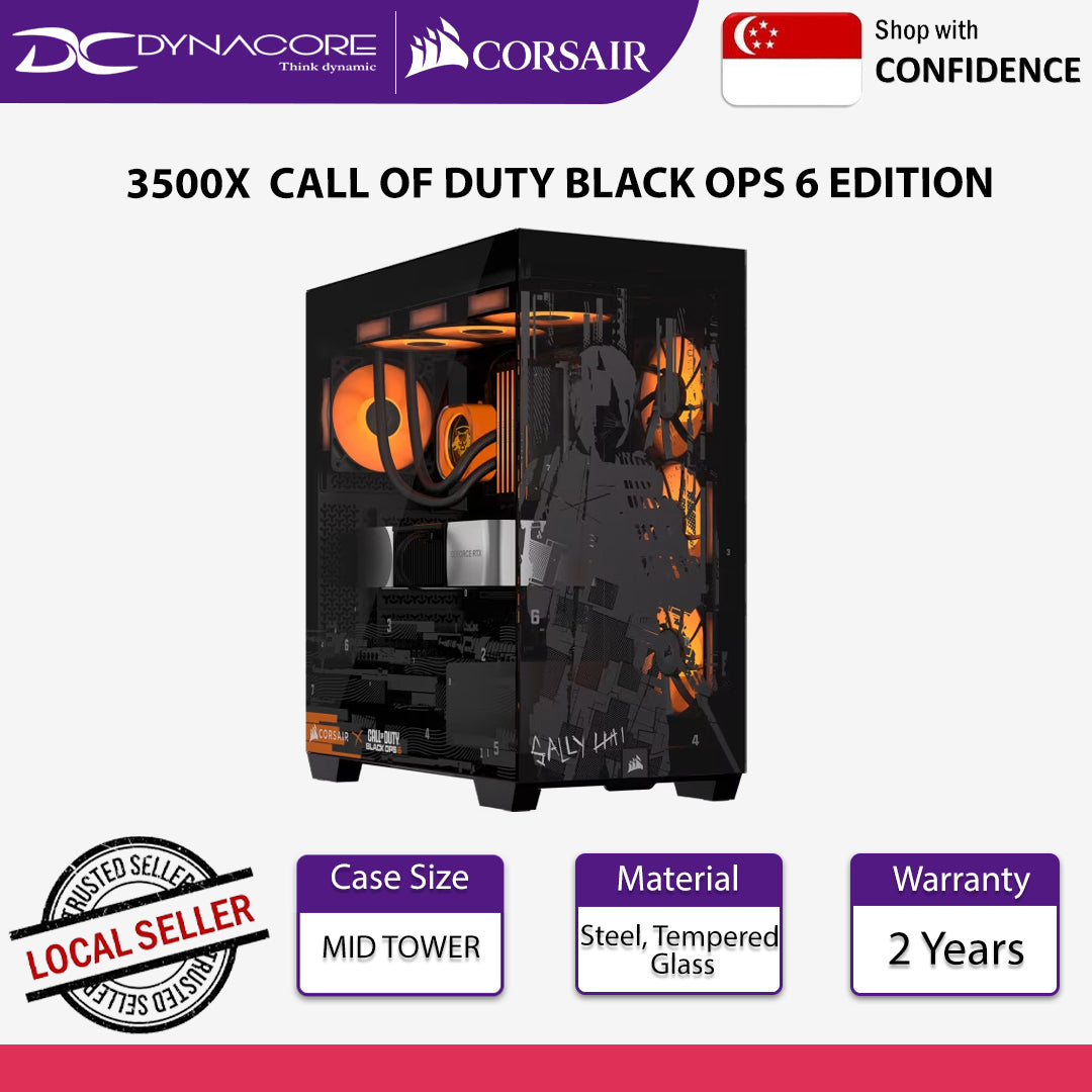 Corsair 3500X Tempered Glass Mid-Tower PC Case CALL OF DUTY BLACK OPS 6 EDITION - CS-CC-9011276-COD