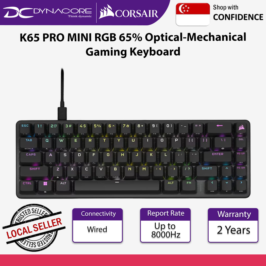 Corsair K65 PRO Mini RGB Optical Mechanical Gaming Keyboard Corsair OPX Switches Black - 840006698432
