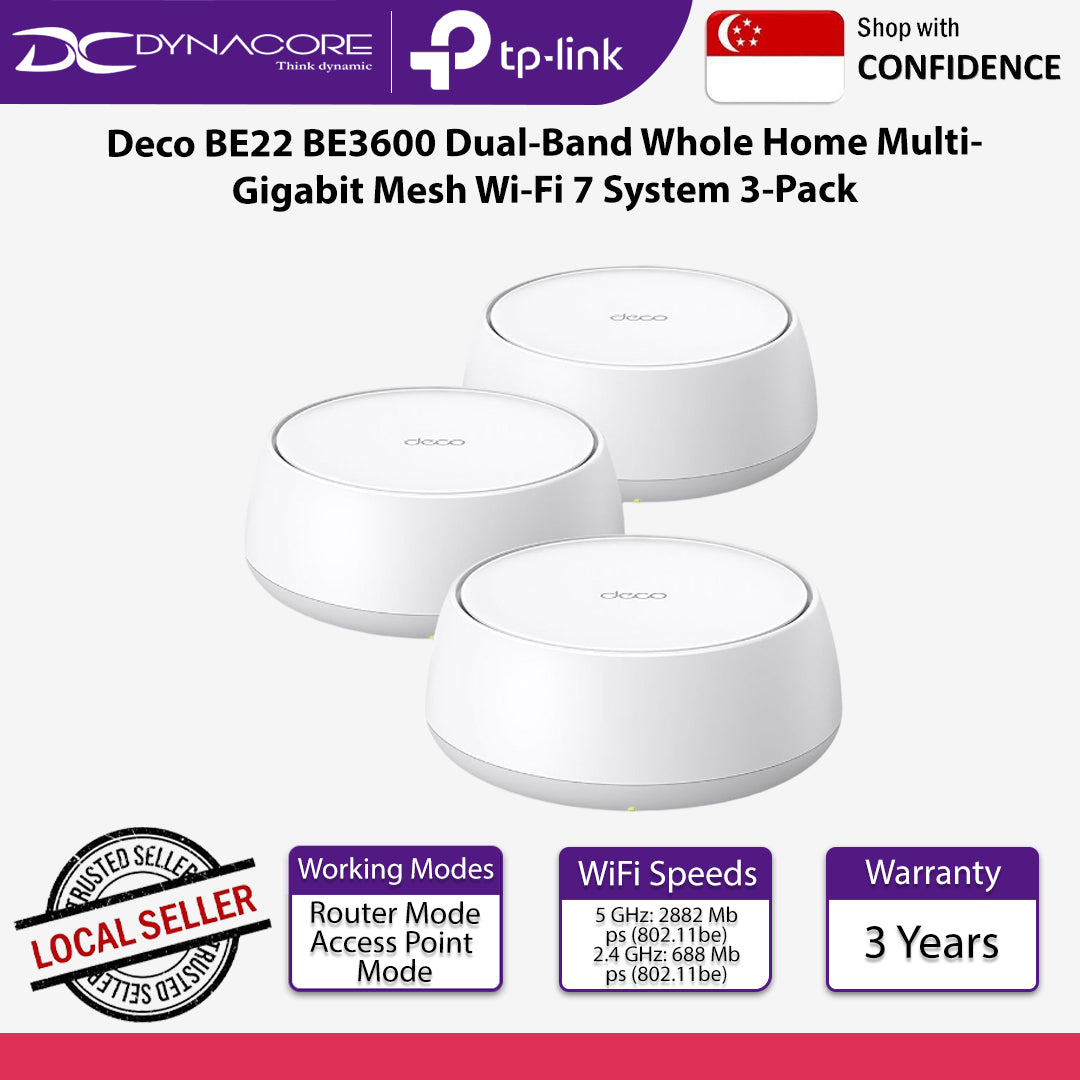 TP-Link Deco BE22 BE3600 Dual-Band Whole Home Multi-Gigabit Mesh Wi-Fi 7 System 3-Pack - 1210002602792