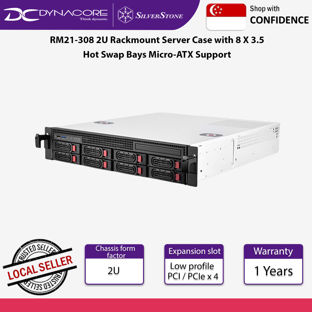 SilverStone RM21-308 2U Rackmount Server Case with 8 X 3.5 Hot Swap Bays Micro-ATX Support - SST-RM21-308