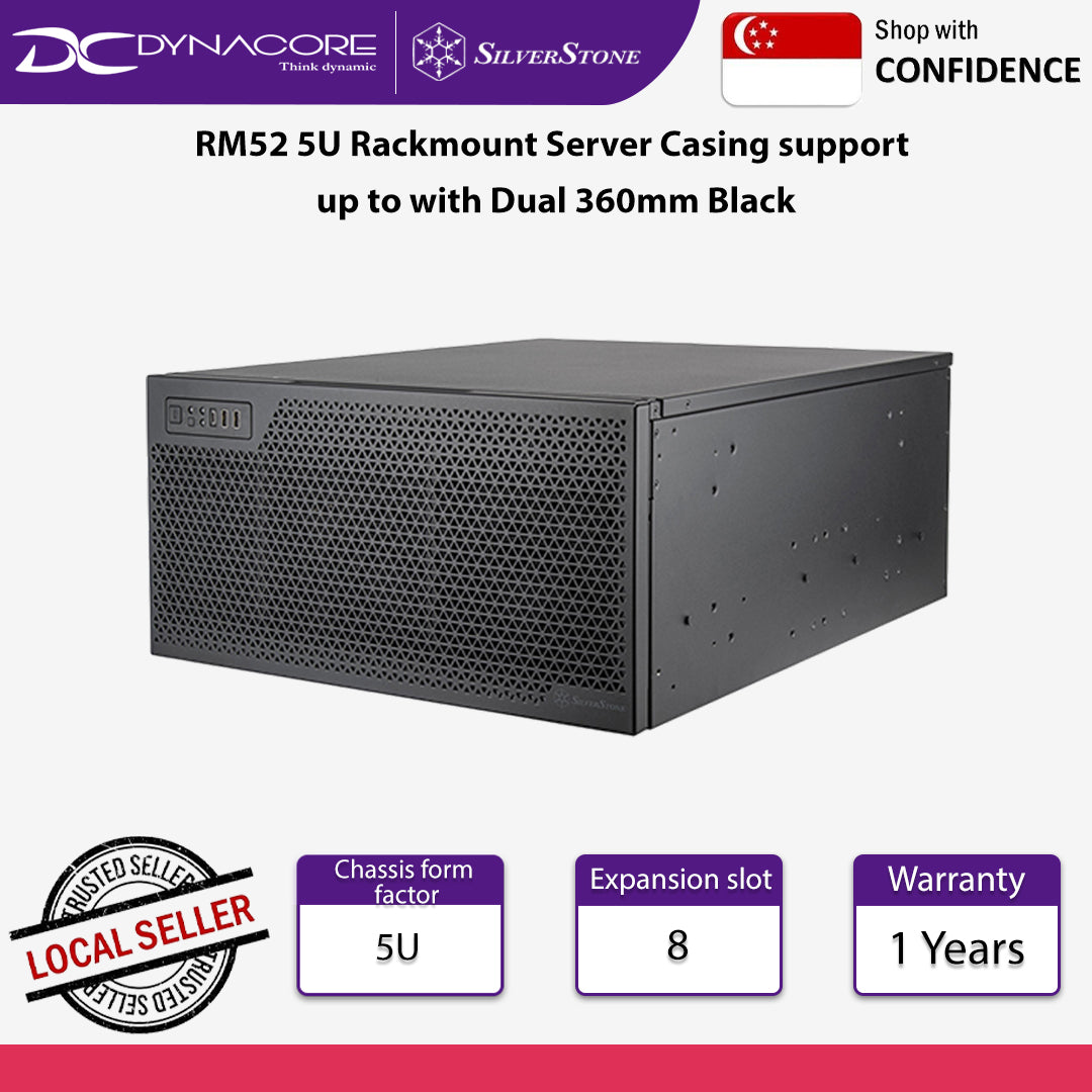 SilverStone RM52 5U Rackmount Server Casing support up to with Dual 360mm Black - SST-RM52