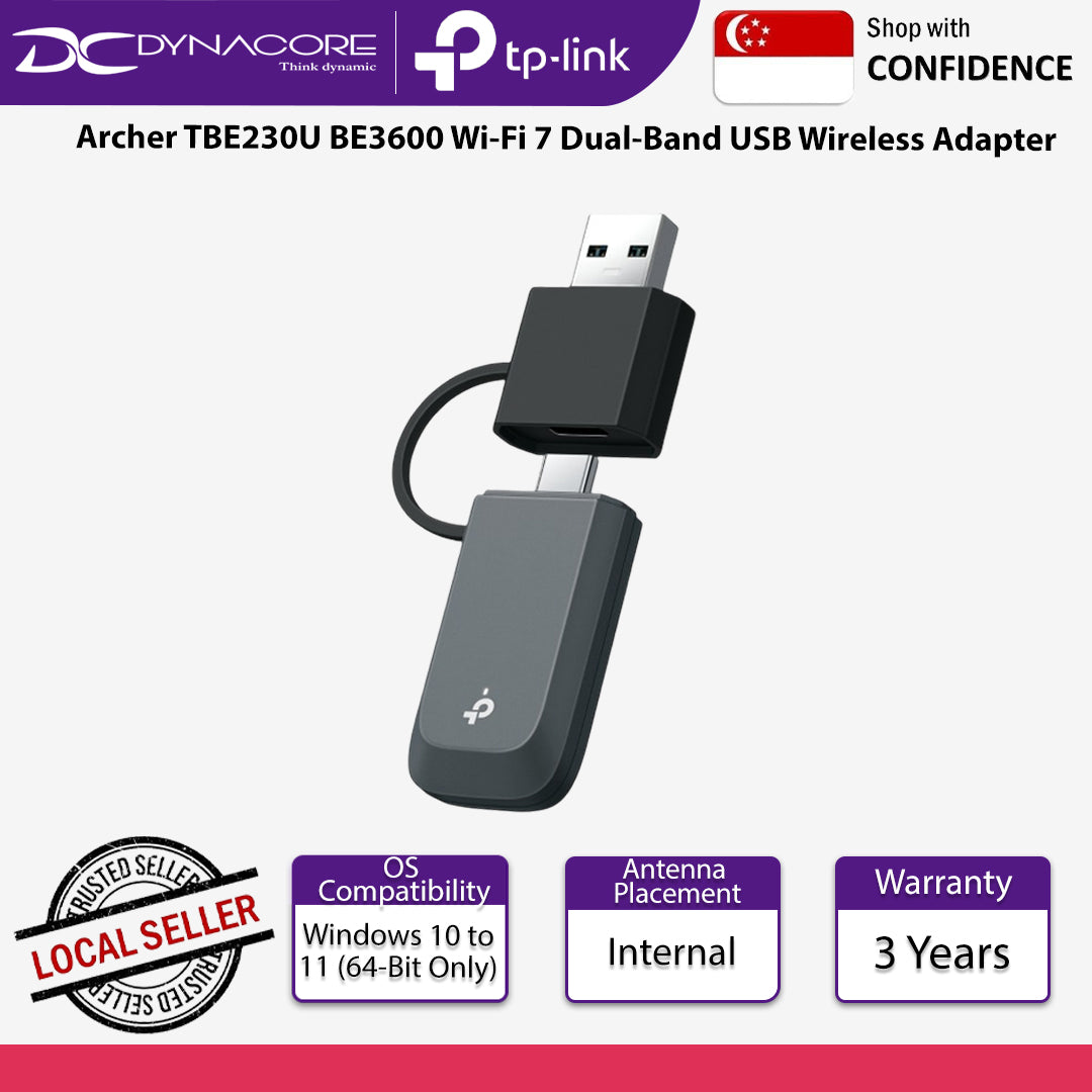 TP-Link Archer TBE230U BE3600 Wi-Fi 7 Dual-Band USB Wireless Adapter - 121000260133