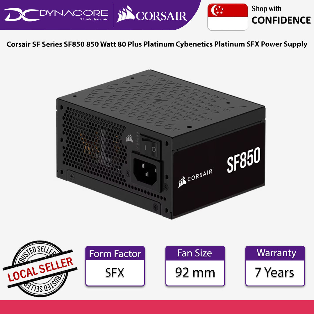 Corsair SF Series SF850 850 Watt 80 Plus Platinum Cybenetics Platinum SFX Power Supply - CS-CP-9020256-UK