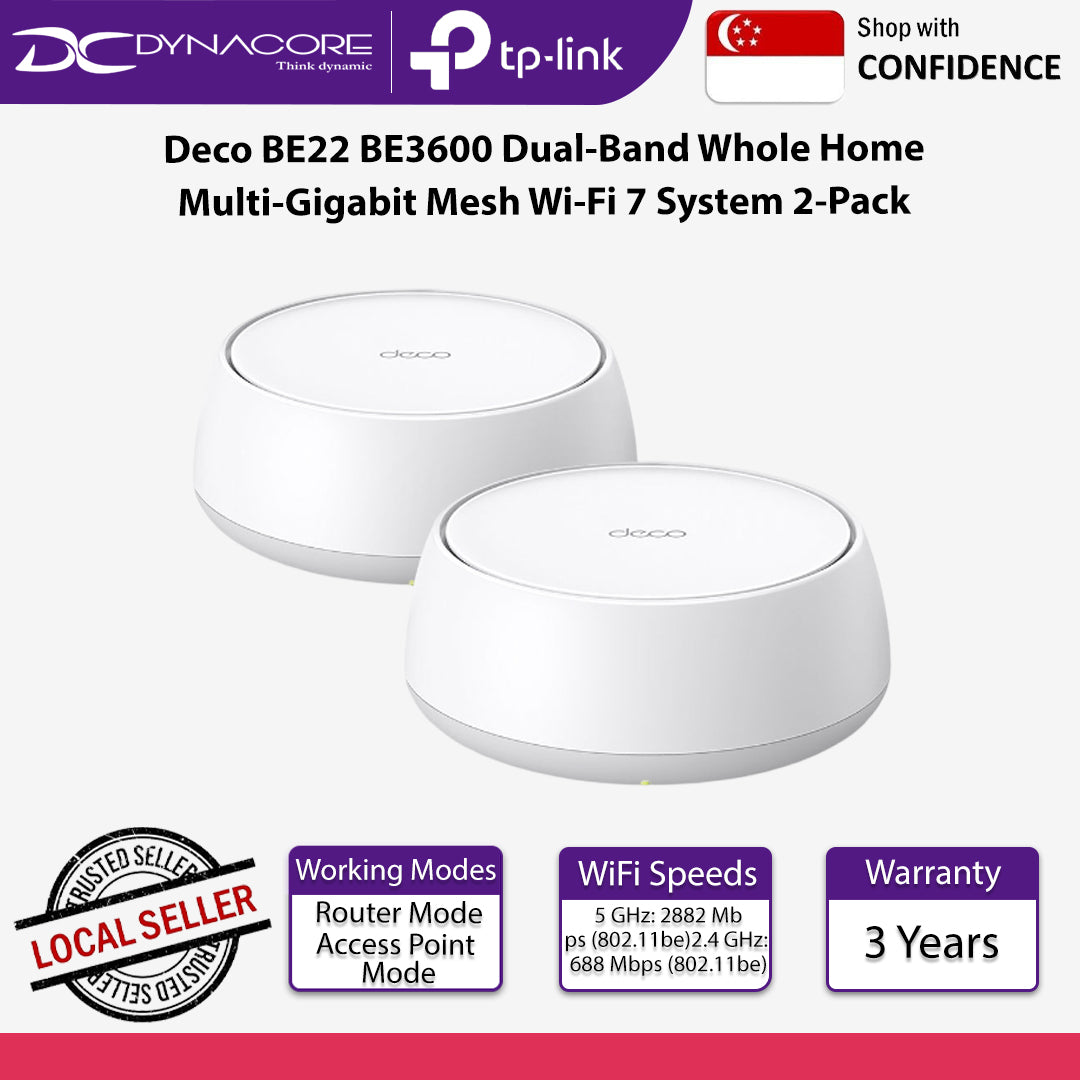 TP-Link Deco BE22 BE3600 Dual-Band Whole Home Multi-Gigabit Mesh Wi-Fi 7 System 2-Pack - 1210002602808