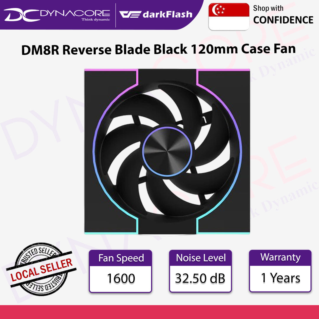 DARKFLASH DM8R Reverse Black 120mm Case Fan - 4711527001505