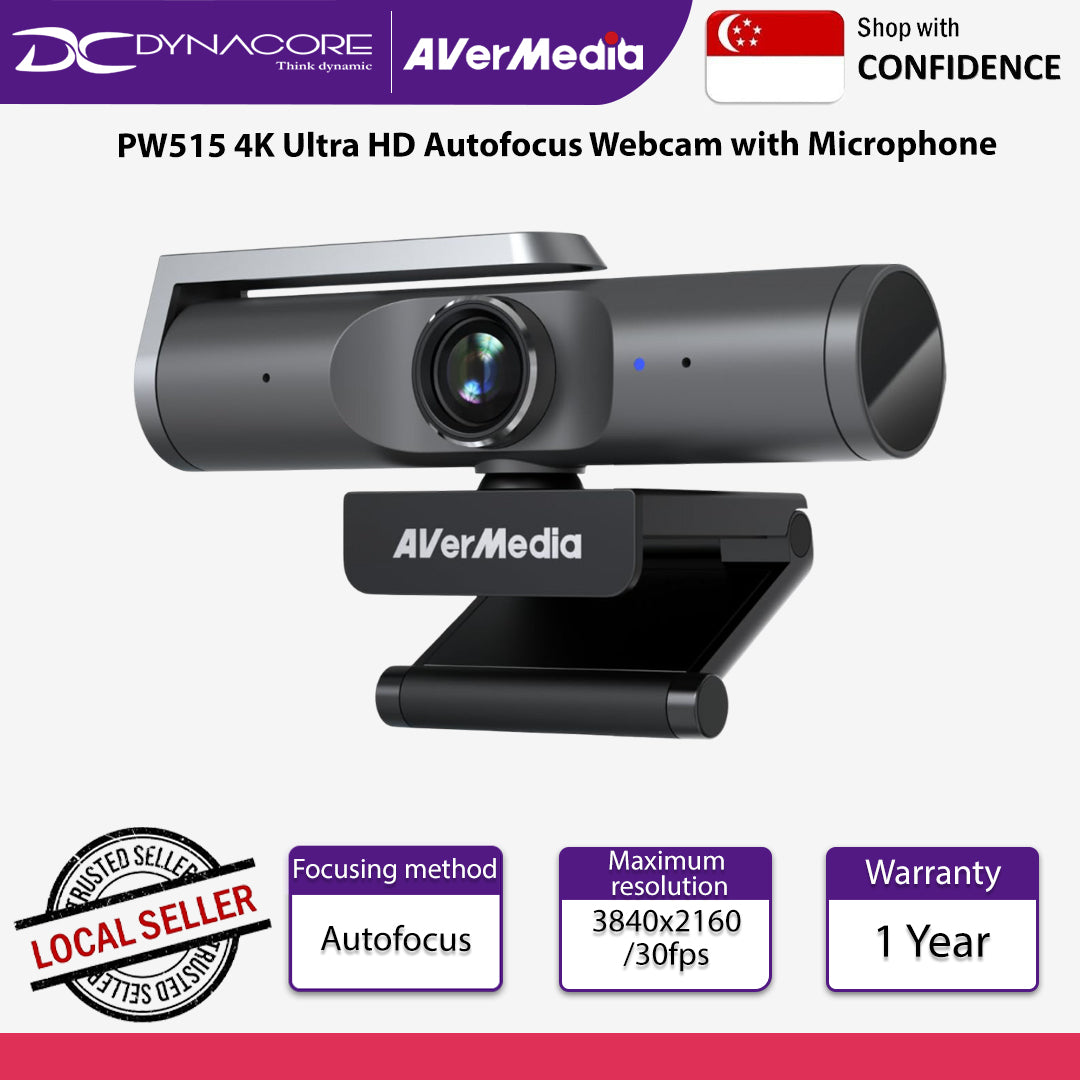 Avermedia PW515 4K Ultra HD Autofocus Webcam with Microphone - PW515