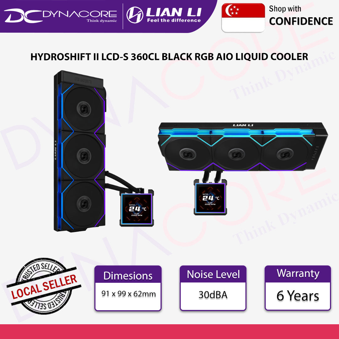 Lian Li HydroShift II LCD-S 360 CL Black RGB AIO LIQUID COOLER with UNI Fan - 4718466021380