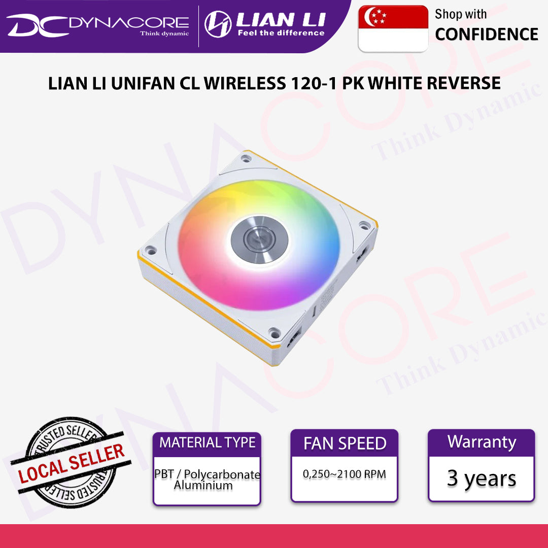 Lian Li 12RCL1W1W UNI FAN CL Wireless Reverse Blade 120mm 1 Pack Case Fan - White - 4718466018588