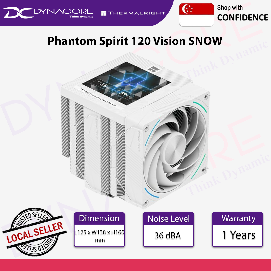 Thermalright Phantom Spirit 120 Vision SNOW White Air Cooler - 814256021692