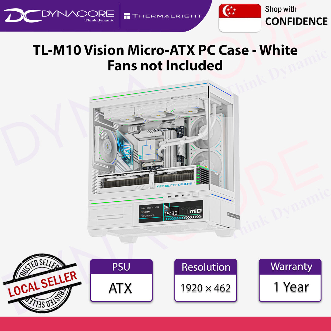 Thermalright TL-M10 Vision Micro-ATX PC Case White Fans not Included - TLM10VISWHT