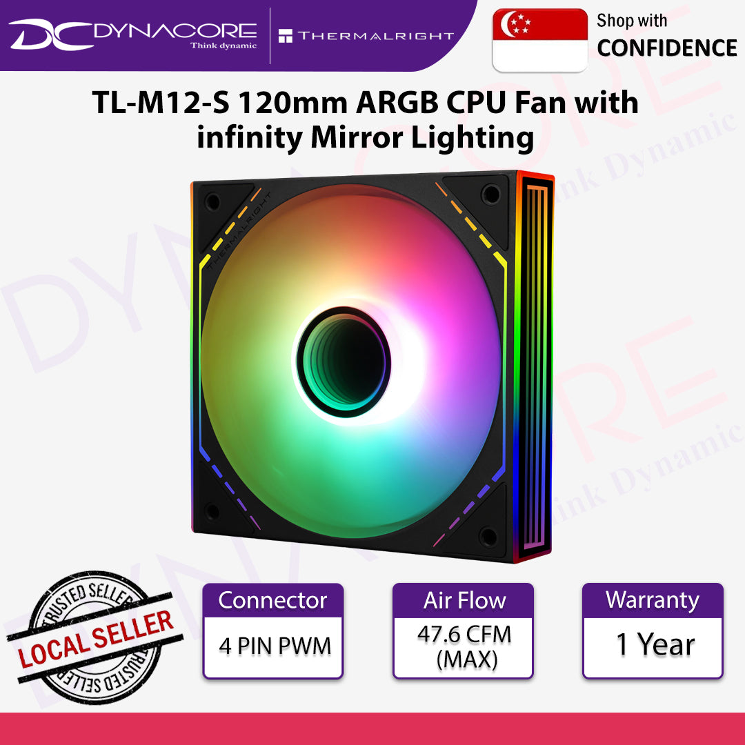 Thermalright TL-M12-S 120mm ARGB CPU Fan with infinity Mirror Lighting - 814256017176