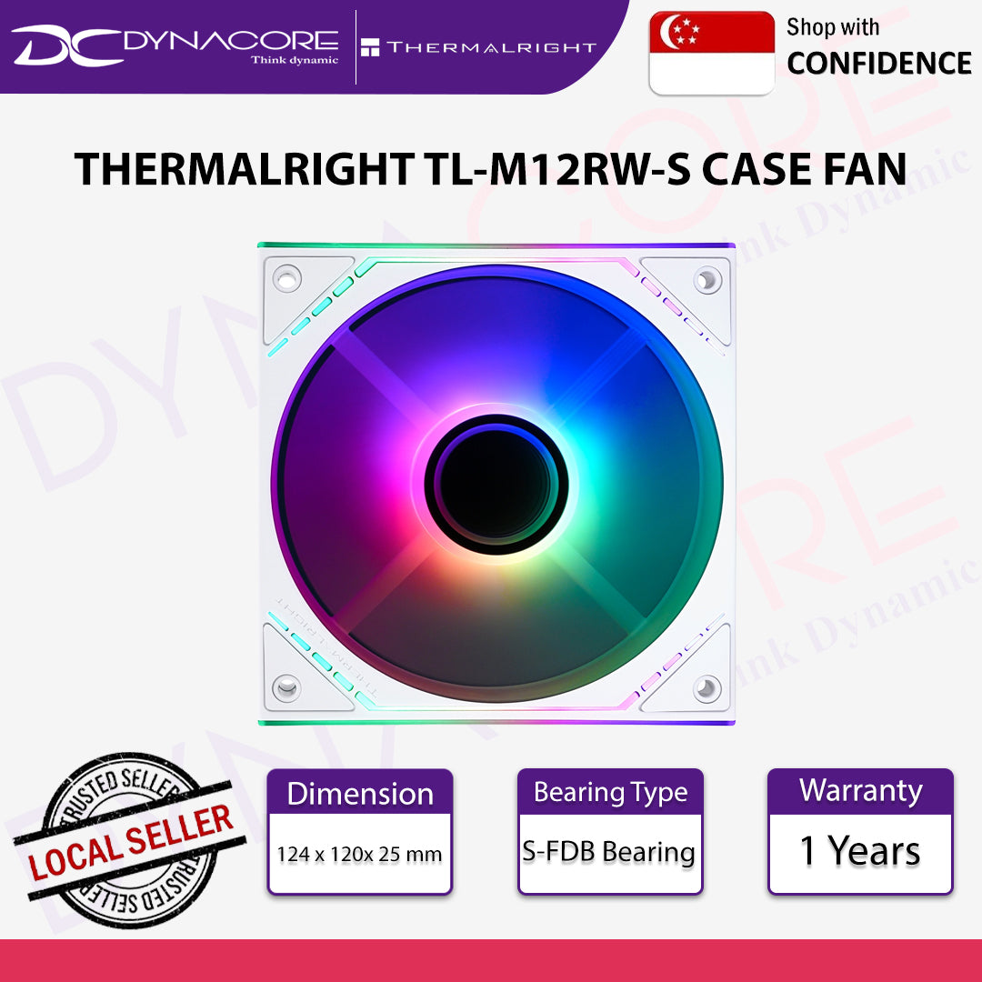 Thermalright TL-M12RW-S 120mm ARGB White Case/Cooler Fan - 814256017619