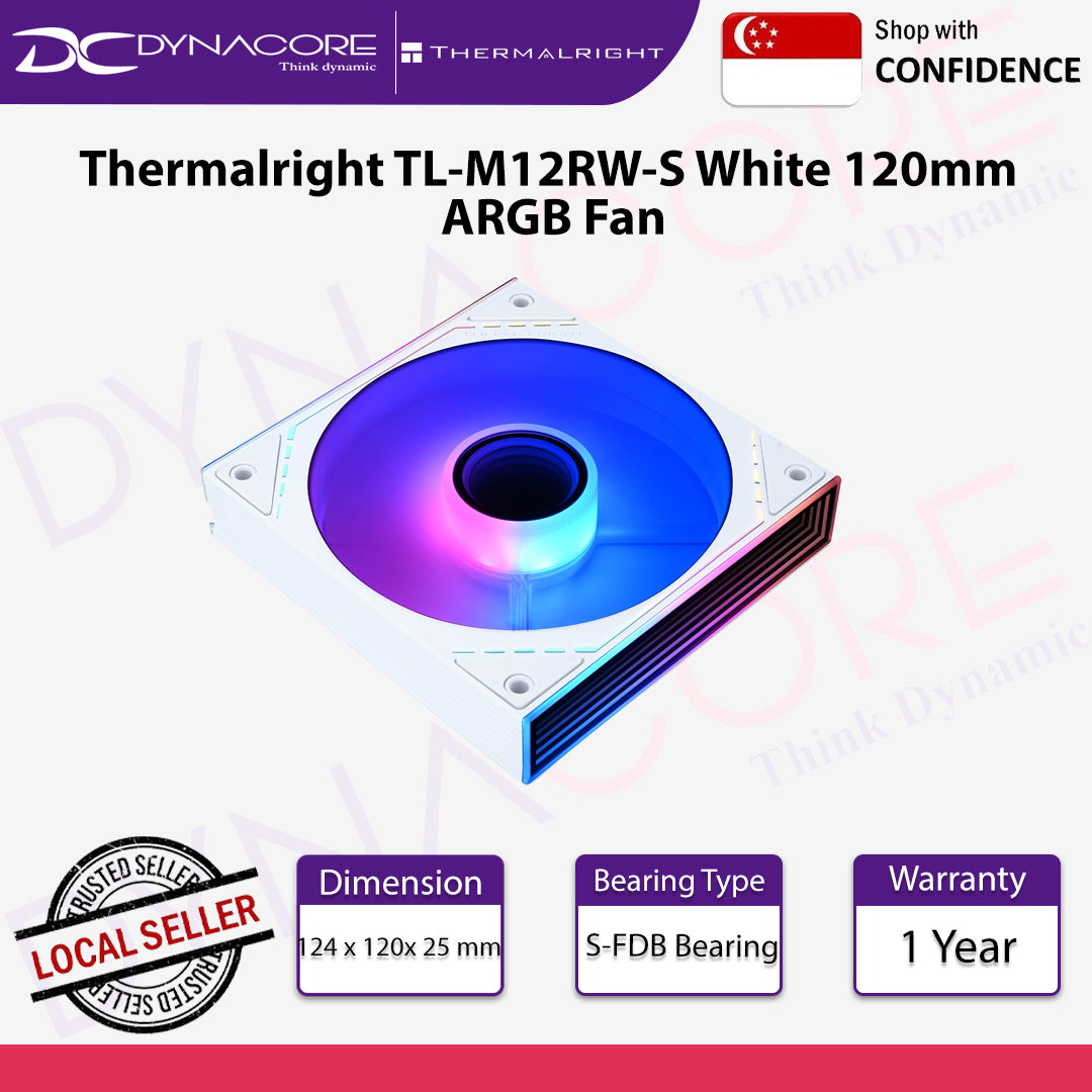 THERMALRIGHT M12RW-S 120MM INFINITY MIRROR ARGB REVERSE BLADE1-PACK FAN - 814256017848