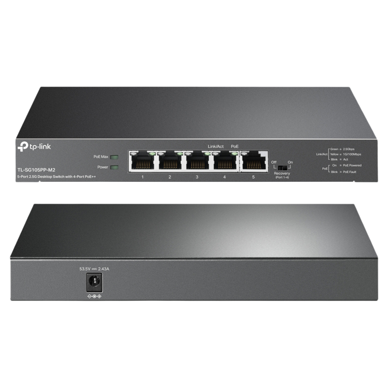 TP-Link TL-SG105PP-M2 5-Port 2.5G Desktop Switch with 4-Port PoE++ - 4895252501131