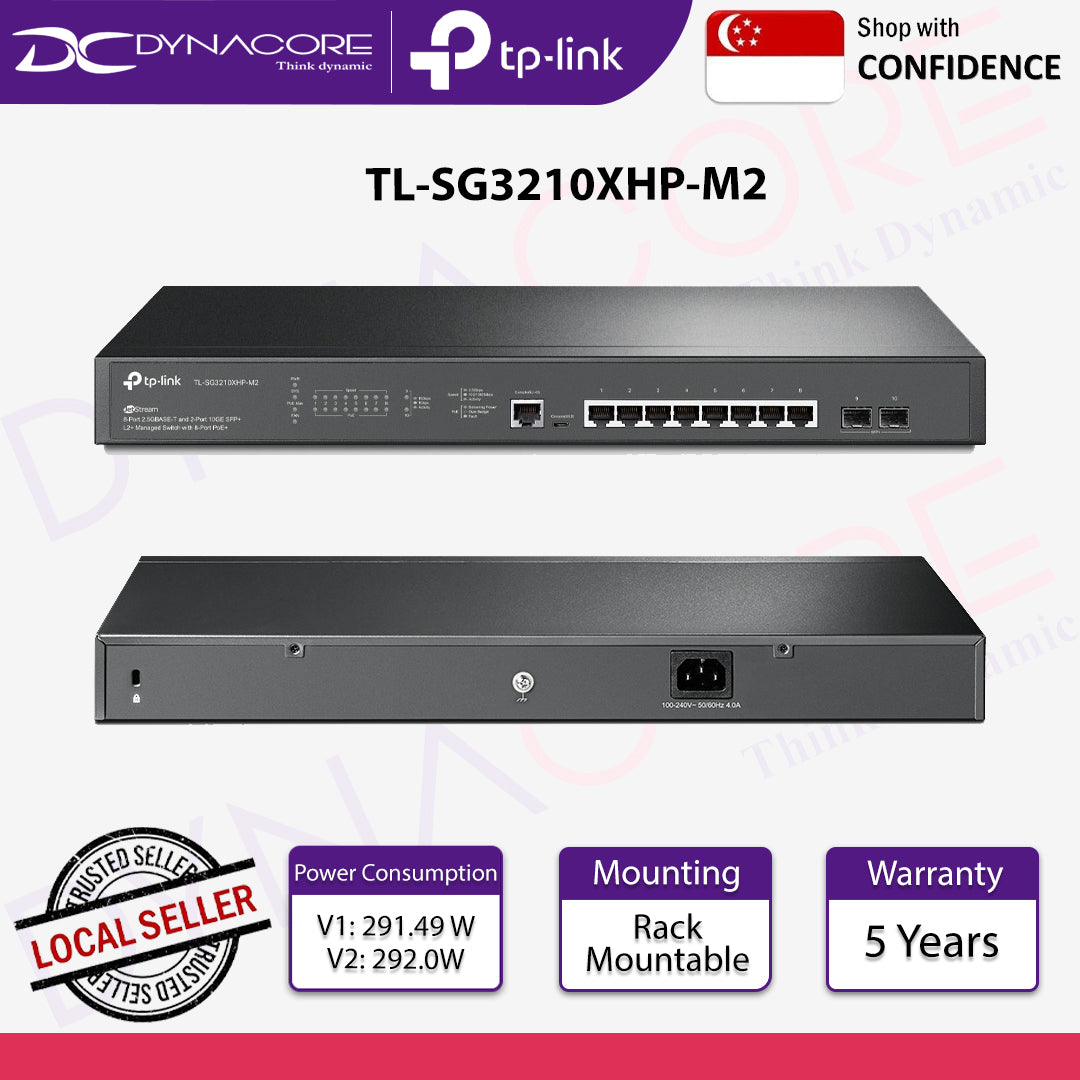 TP-Link TL-SG3210XHP-M2 JetStream 8-Port 2.5GBASE-T and 2-Port 10GE SFP+ L2+ Managed Switch with 8-Port PoE+ - 6935364030797