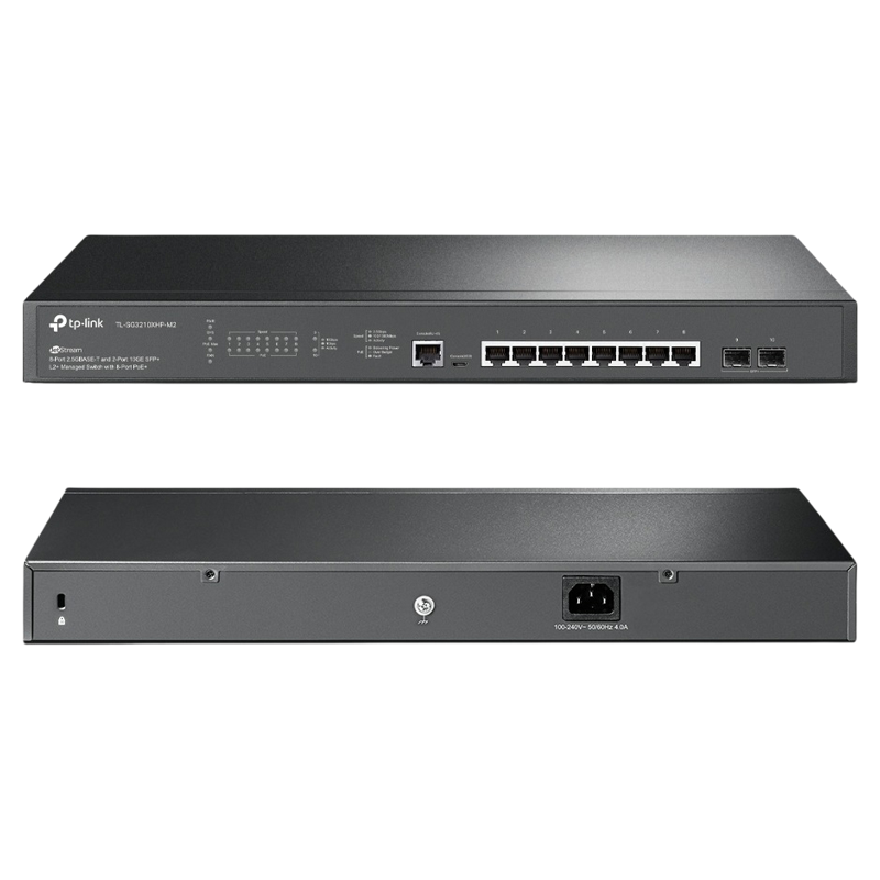 TP-Link TL-SG3210XHP-M2 JetStream 8-Port 2.5GBASE-T and 2-Port 10GE SFP+ L2+ Managed Switch with 8-Port PoE+ - 6935364030797