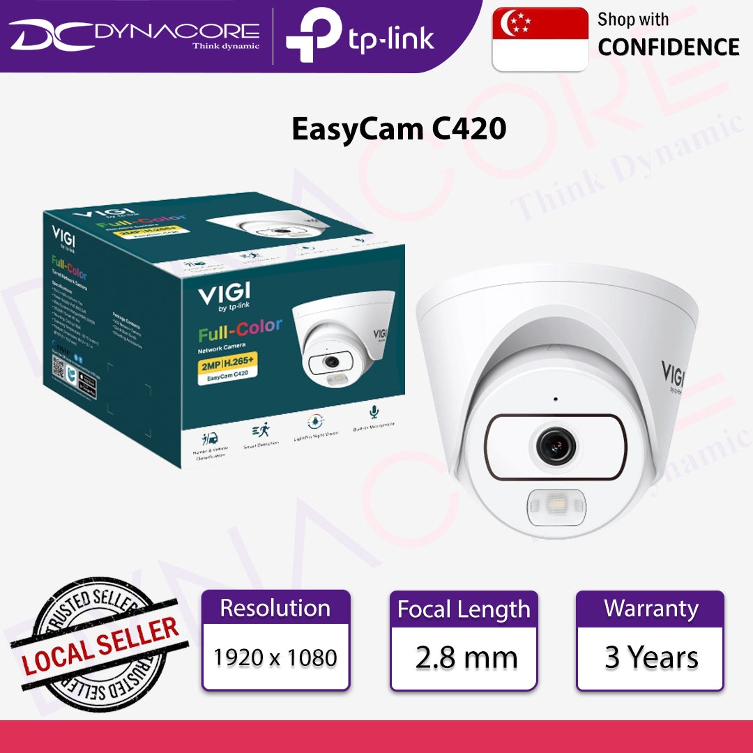 TP-Link EasyCam C420 VIGI 2MP Full-Color Turret Network Camera - 1210002606660