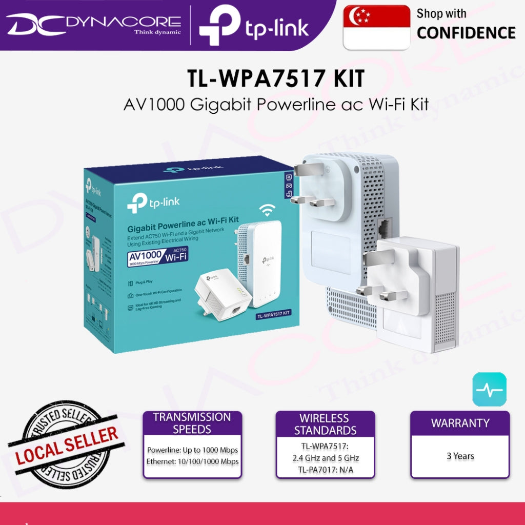 TP-Link TL-WPA7517 KIT AV1000 Gigabit Powerline ac Wi-Fi Kit - 4897098688489