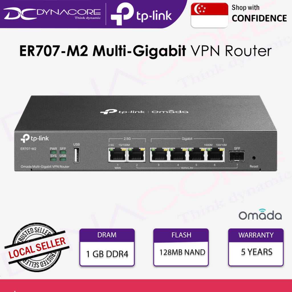 TP-Link ER707-M2 Omada Multi-Gigabit VPN Router with Two 2.5G Ports - 4895252500738