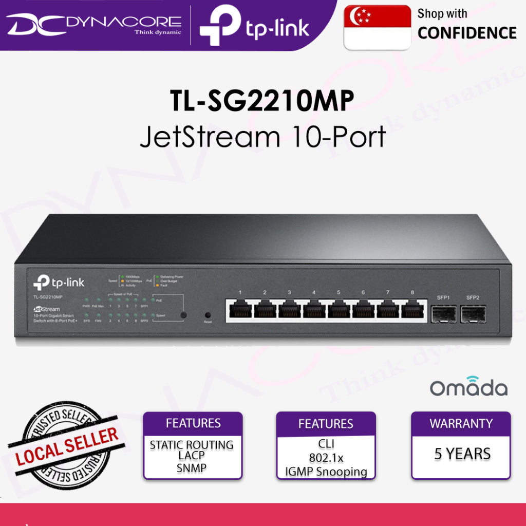 TP-Link TL-SG2210MP JetStream 10-Port Gigabit Smart Switch with 8-Port PoE+ - 6935364030674