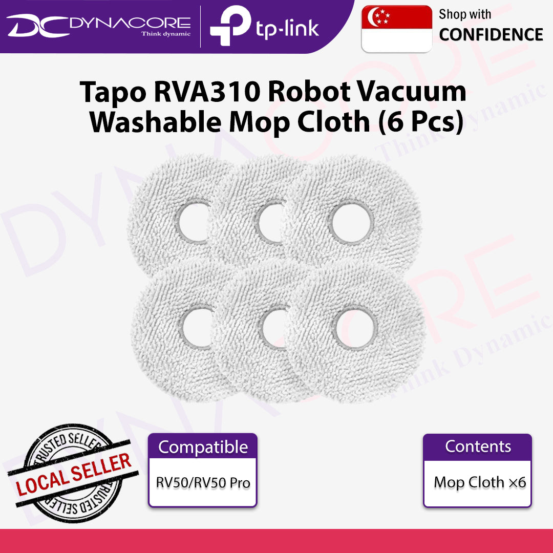 TP-Link Tapo RVA310 Tapo Robot Vacuum Washable Mop Cloth (6 Pcs) for Tapo RV50 and RV50 Pro Omni - 1210002613415