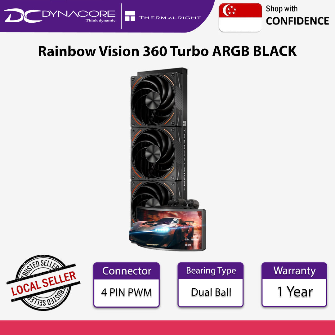 Thermalright Rainbow Vision 360 Turbo ARGB 360mm Aio Cooler 60HZ Curved Screen Black - 814256021746
