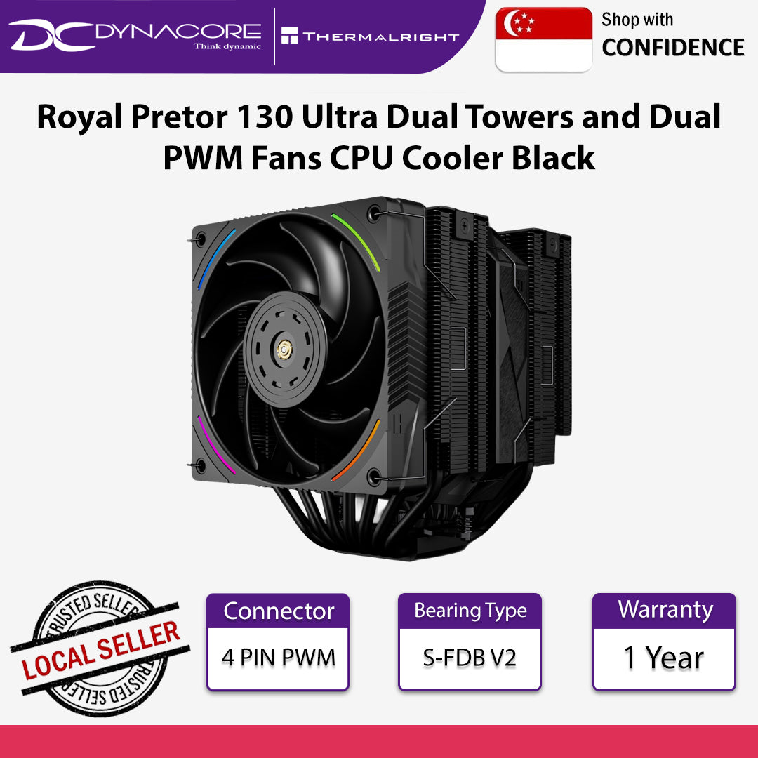 Thermalright Royal Pretor 130 Ultra Dual Towers and Dual PWM Fans CPU Cooler Black - 814256018272