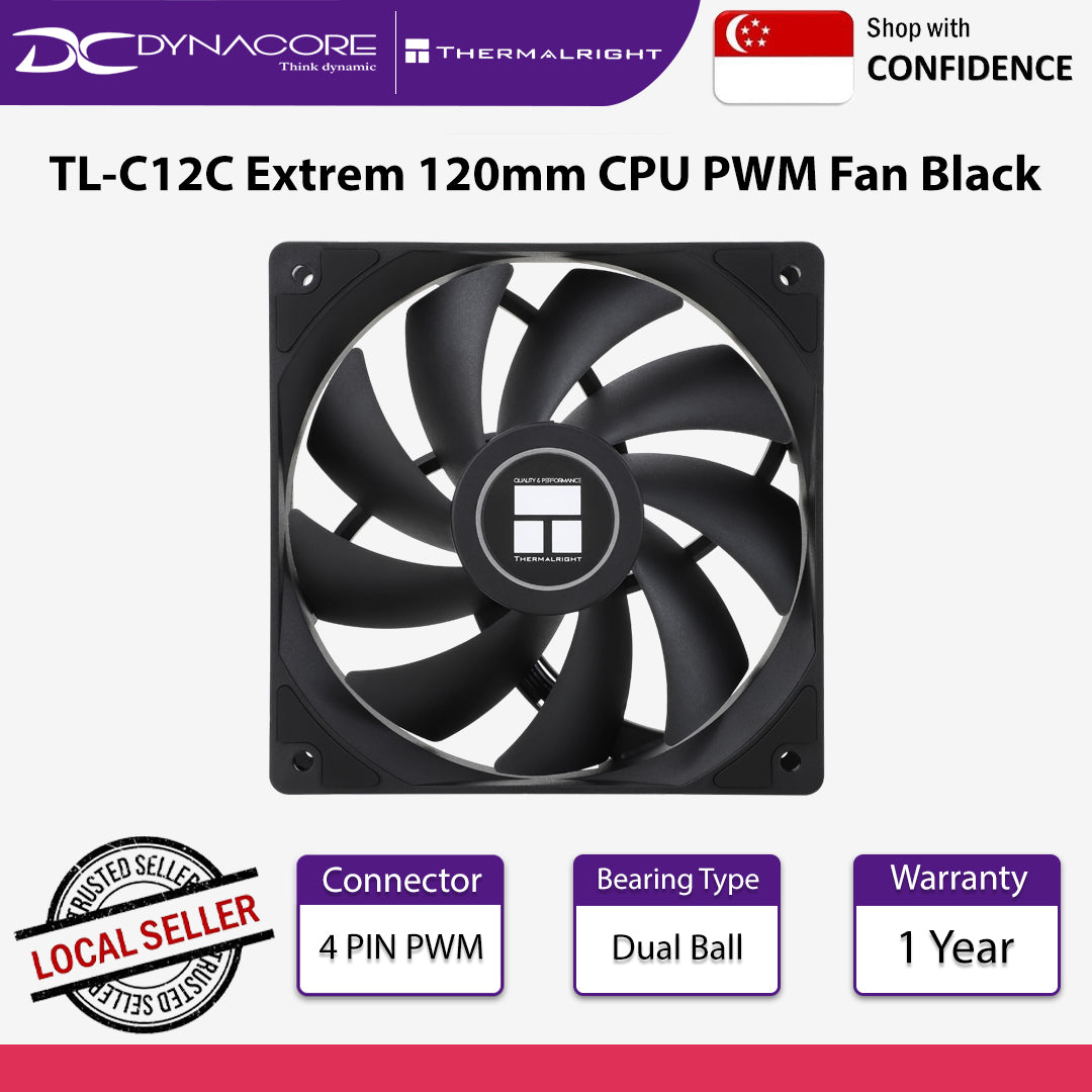 Thermalright TL-C12C Extrem 120mm CPU PWM Fan Black - 814256018982