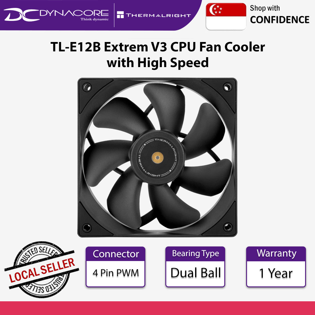 Thermalright TL-E12B Extrem V3 CPU Fan Cooler with High Speed 2000RPM 120mm Cooling PWM Fan - 814256020664