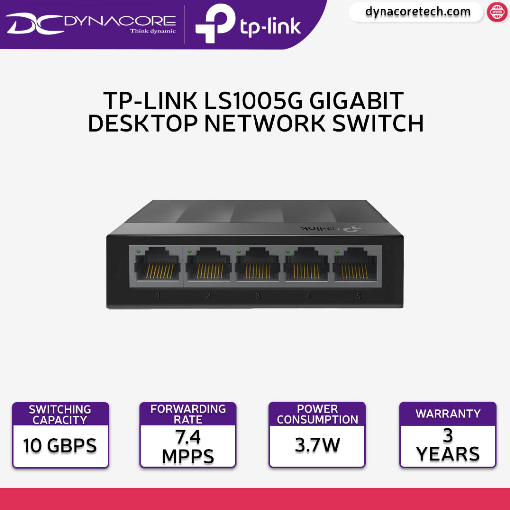 Tp-Link LS1005G 5 Port 10/100/1000 Mbps Gigabit Desktop Network Switch (3-Year Warranty) - 6935364085469
