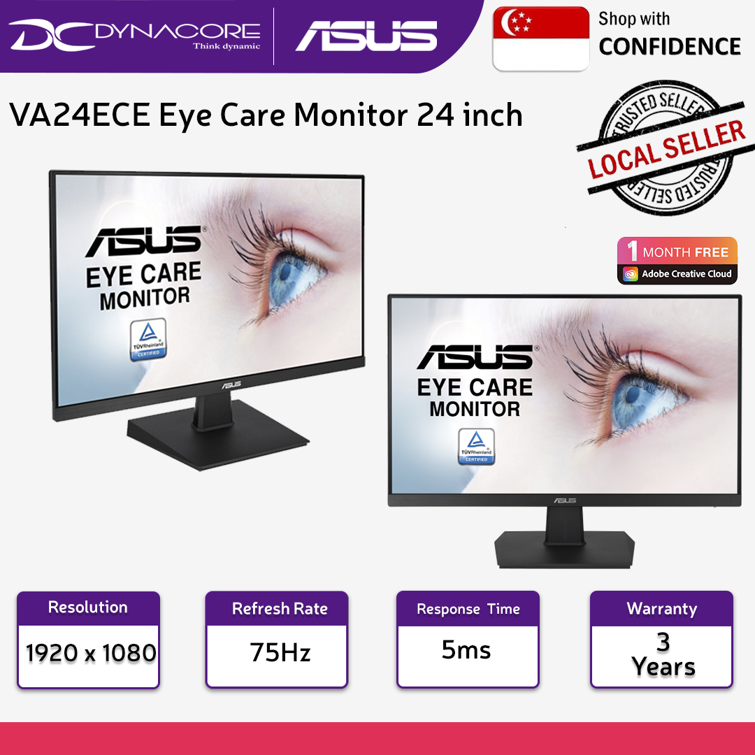 ASUS VA24ECE Eye Care Monitor – 23.8 inch, Full HD, IPS, Frameless, USB-C, 75Hz - ASUSVA24ECE