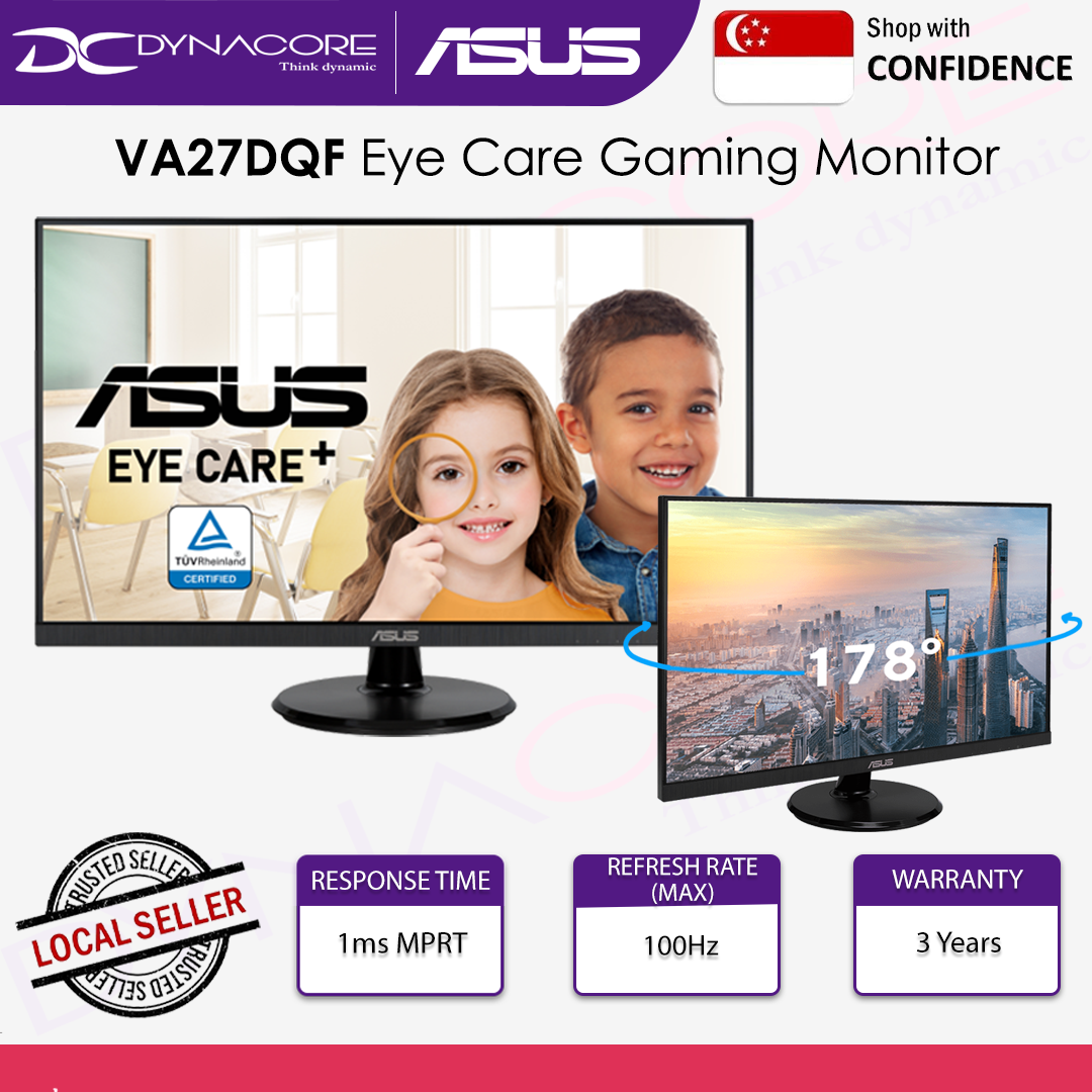 ASUS VA27DQF Eye Care Gaming Monitor – 27", IPS, Full HD, Frameless, 100Hz, Adaptive-Sync, 1ms, HDMI, DP - ASUSVA27DQF