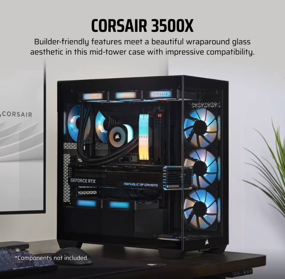 Corsair 3500X Tempered Glass Micro ATX - Black - CS-CC-9011276-WW