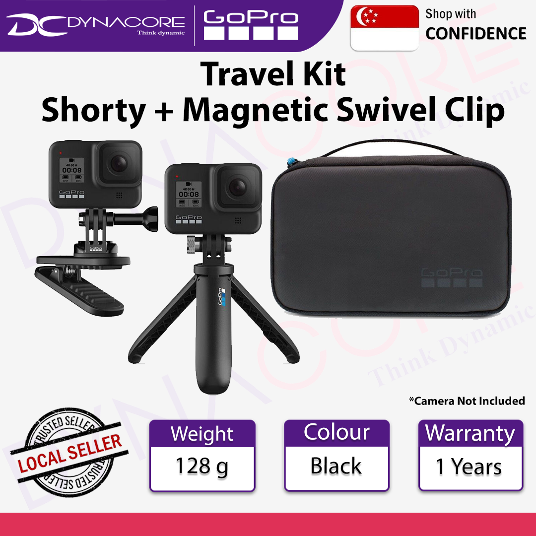 GoPro Travel Kit Includes Magnetic Swivel Clip, Shorty, and Compact Case - AKTTR-002 - 818279024142