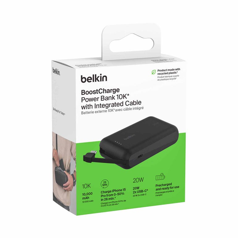 BELKIN BPB021FQBK POWERBANK 10K W/ CABLE BLACK PD 20W - 745883899425