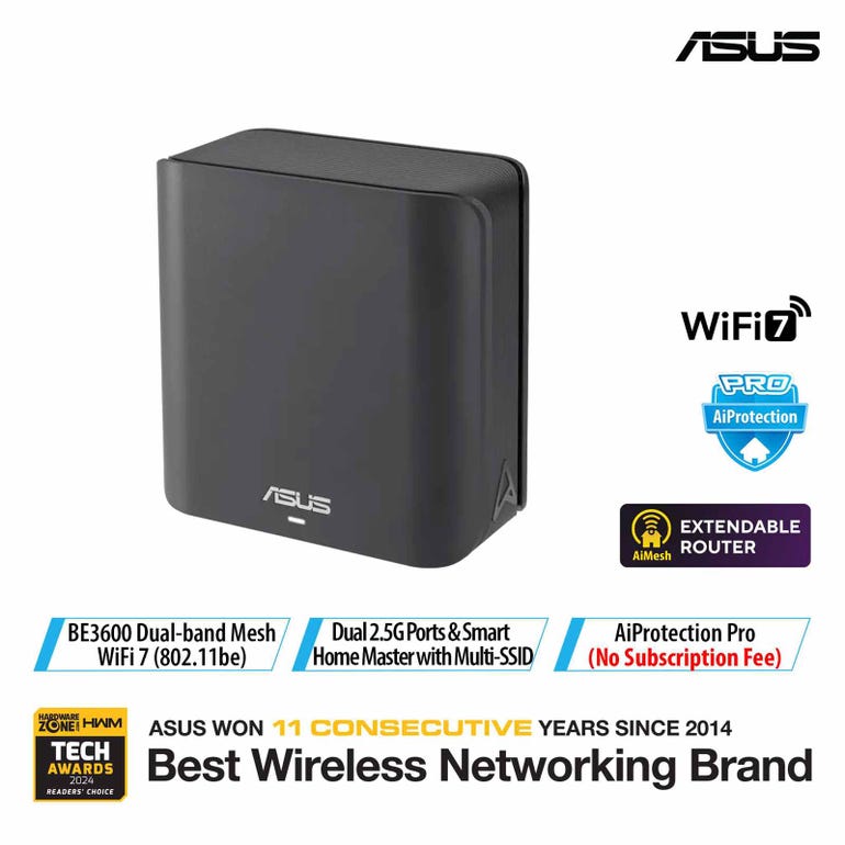ASUS BD4(B-1-PK) BE3600 DUAL BAND WIFI 7 MESH BLACK (1PACK) - BD4(B-1-PK)