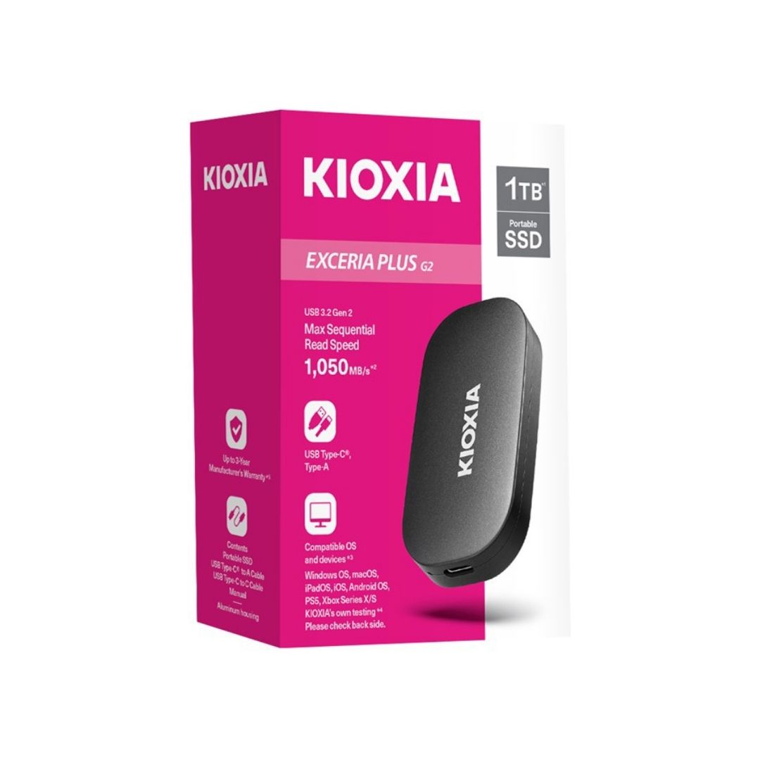 KIOXIA EXCERIA PLUS G2 1TB 1050MB/s TYPE-C PORTABLE SSD(3YRS) - 4582563859623