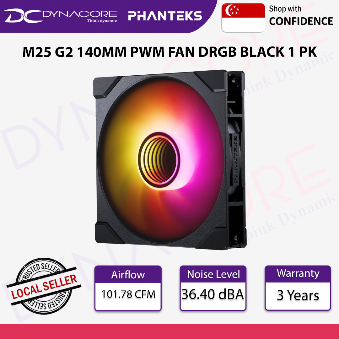 PHANTEKS M25 G2 140MM PWM FAN DRGB BLACK 1 PK - 886523003533