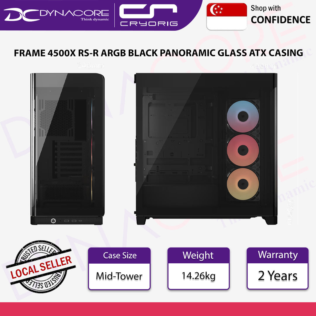 Corsair Frame 4500X RS-R ARGB Panoramic Glass Mid-Tower PC Case Black - CRFRAME4500XRSARGBBK
