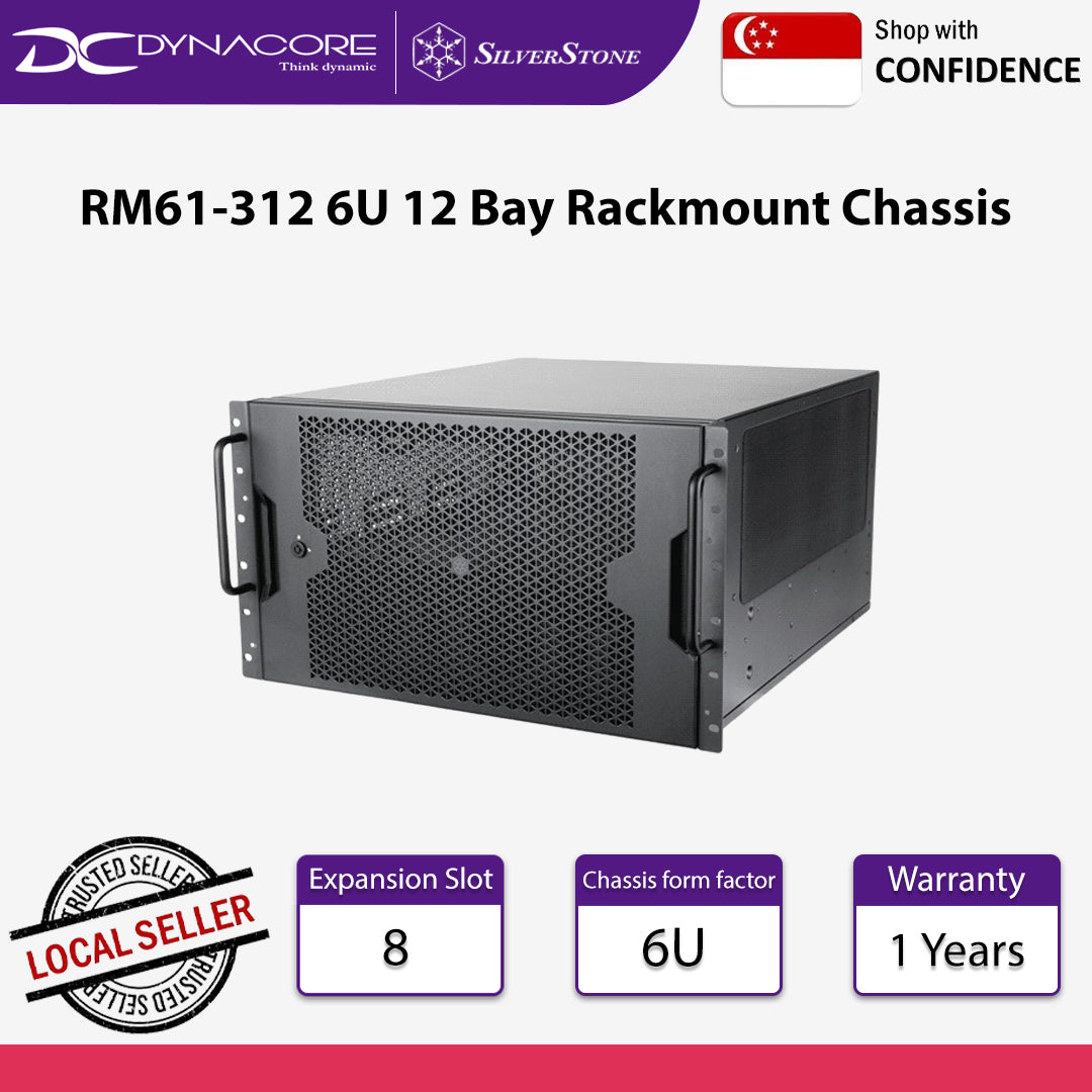 SilverStone RM61-312 6U 12 Bay Rackmount Casing equipped with dual PSU compatibility - SST-RM61-312