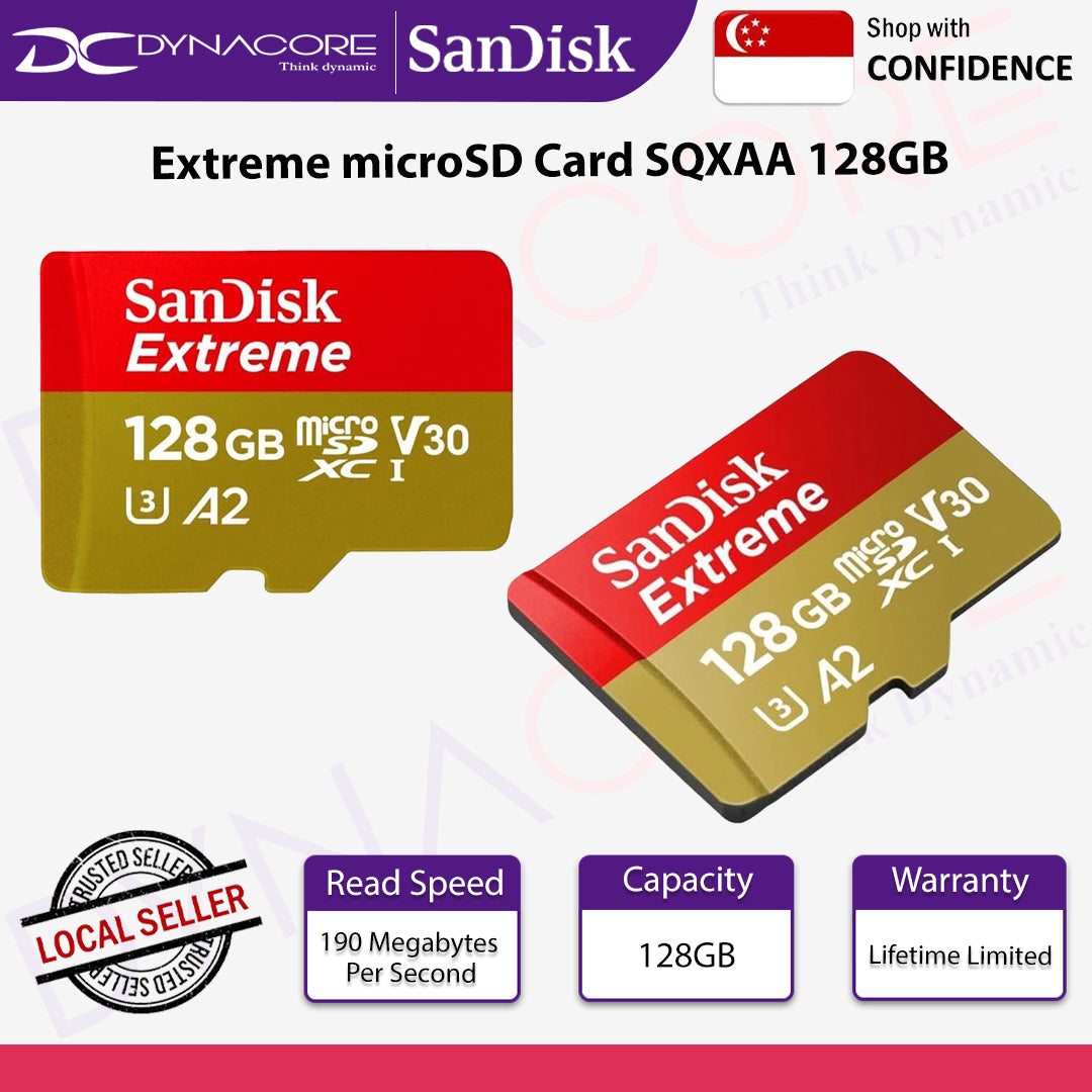 SanDisk Extreme microSD Card SQXAA 128GB - 619659188467
