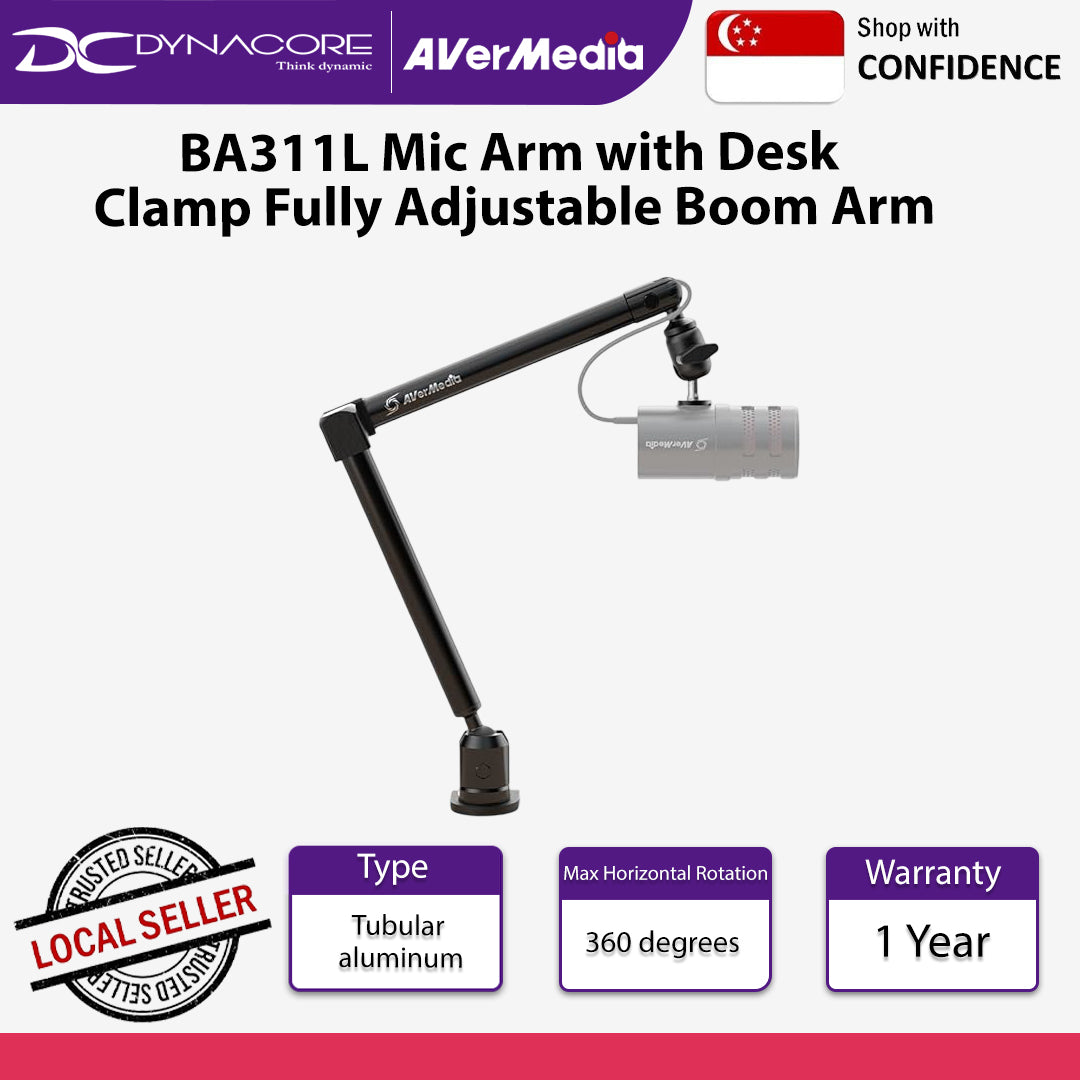Avermedia BA311L Mic Arm with Desk Clamp Fully Adjustable Boom Arm - BA311L
