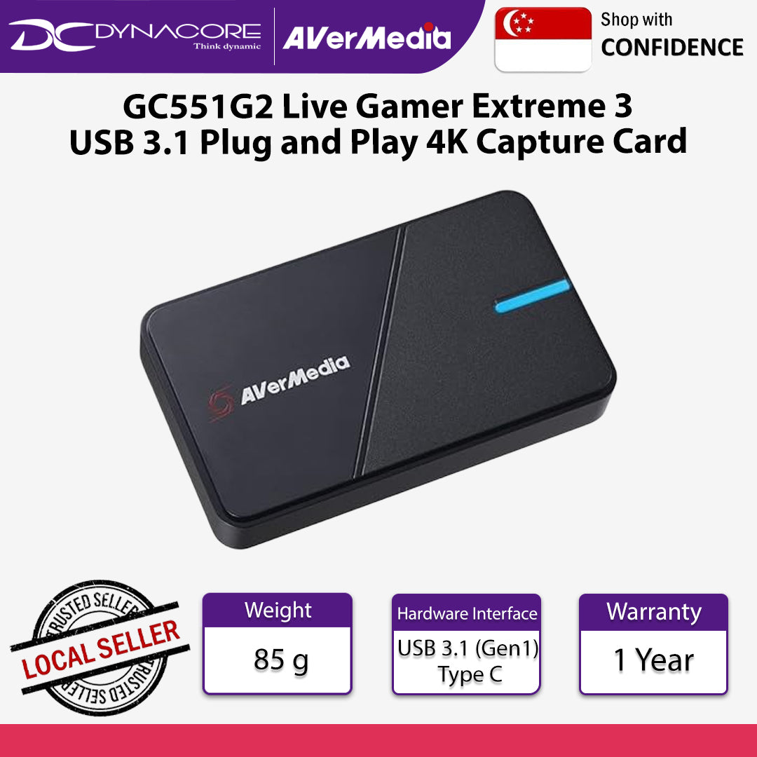 Avermedia GC551G2 Live Gamer Extreme 3 USB 3.1 Plug and Play 4K Capture Card - GC551G2