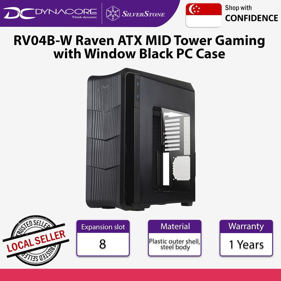 SilverStone RV04B-W Raven ATX MID Tower Gaming with Window Black PC Case - SST-RV04B-W