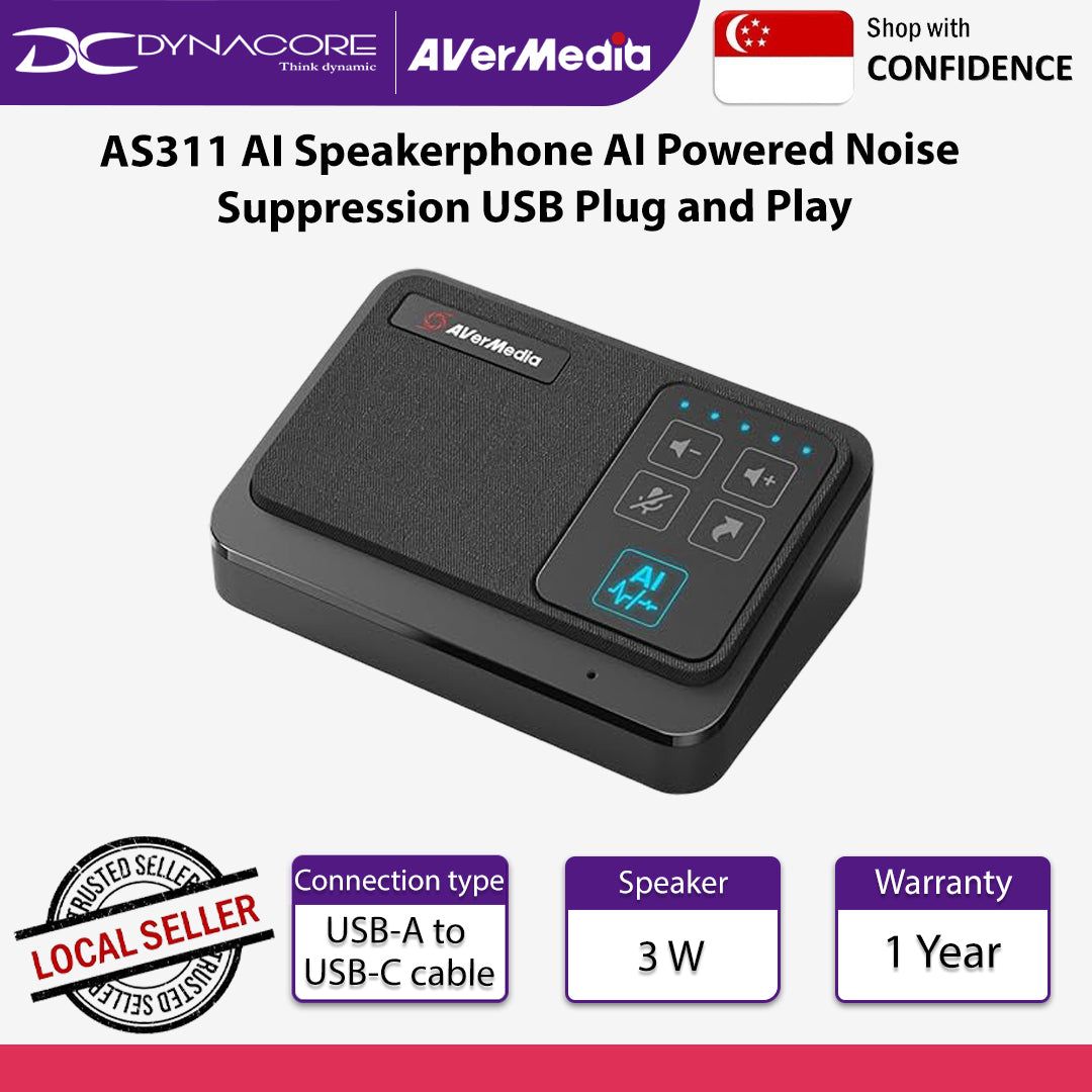 Avermedia AS311 AI Speakerphone AI Powered Noise Suppression USB Plug and Play - AS311