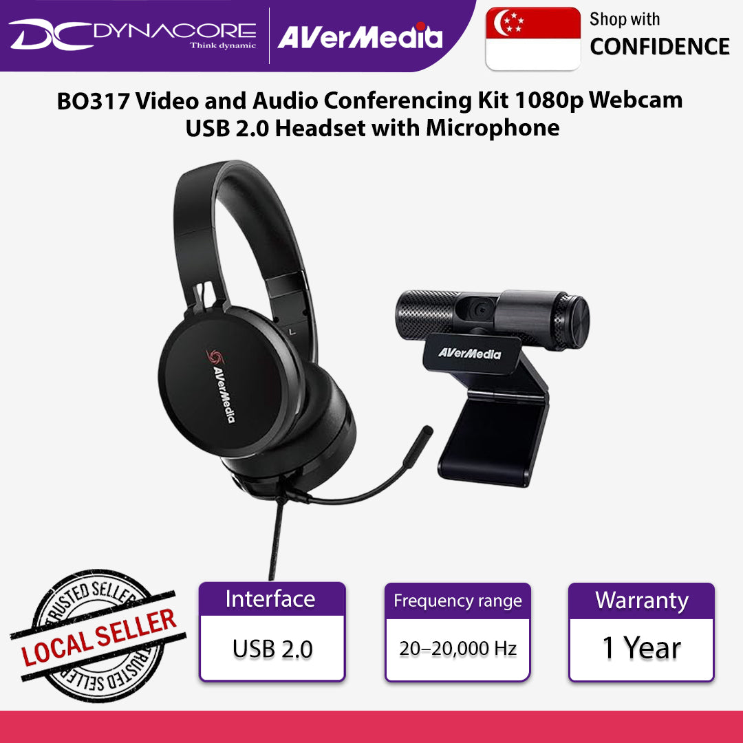 Avermedia BO317 Video and Audio Conferencing Kit 1080p Webcam USB 2.0 Headset with Microphone - BO317