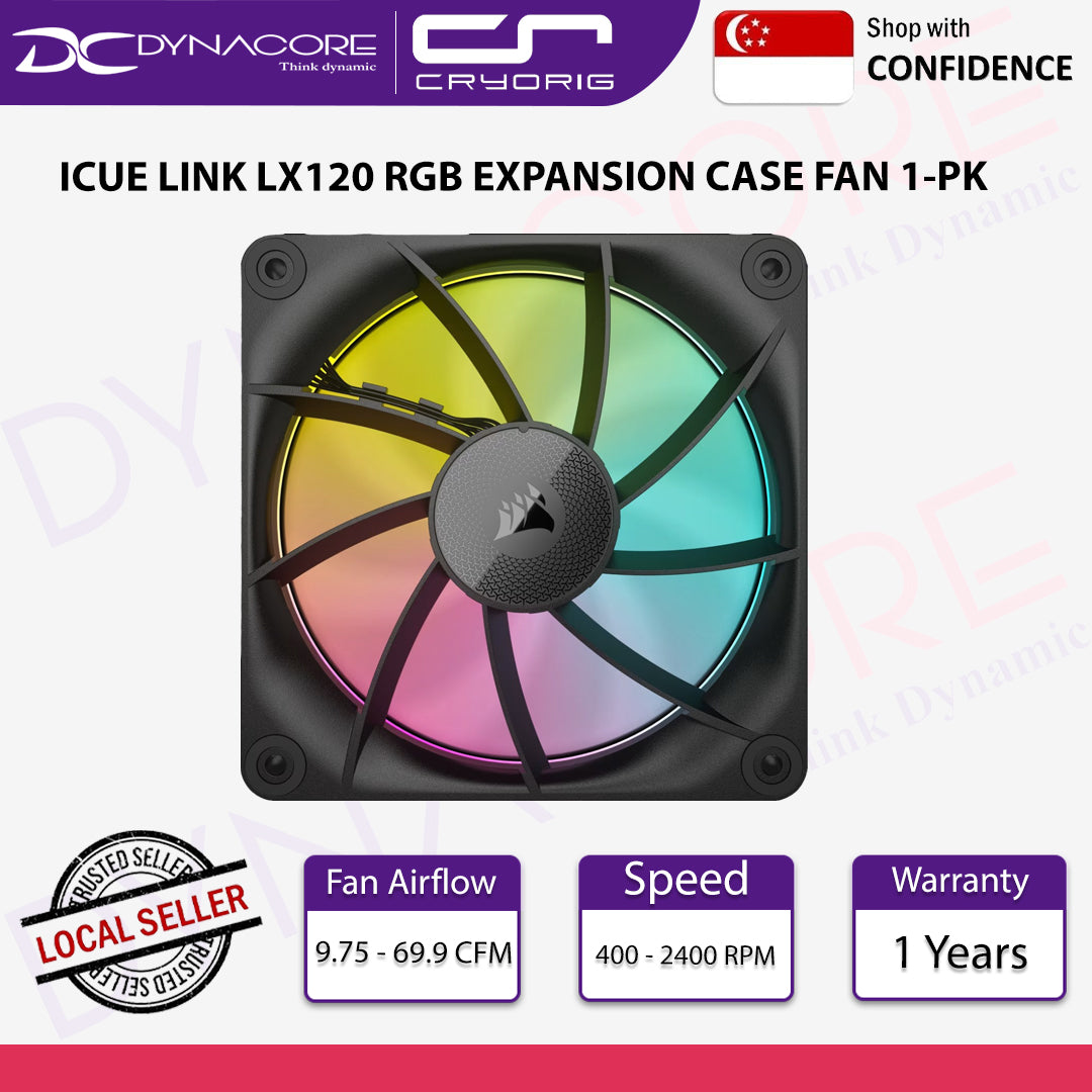 Corsair iCUE Link LX120 RGB 120mm Expansion Case PWM Fan Single Pack - Black - 840006682882