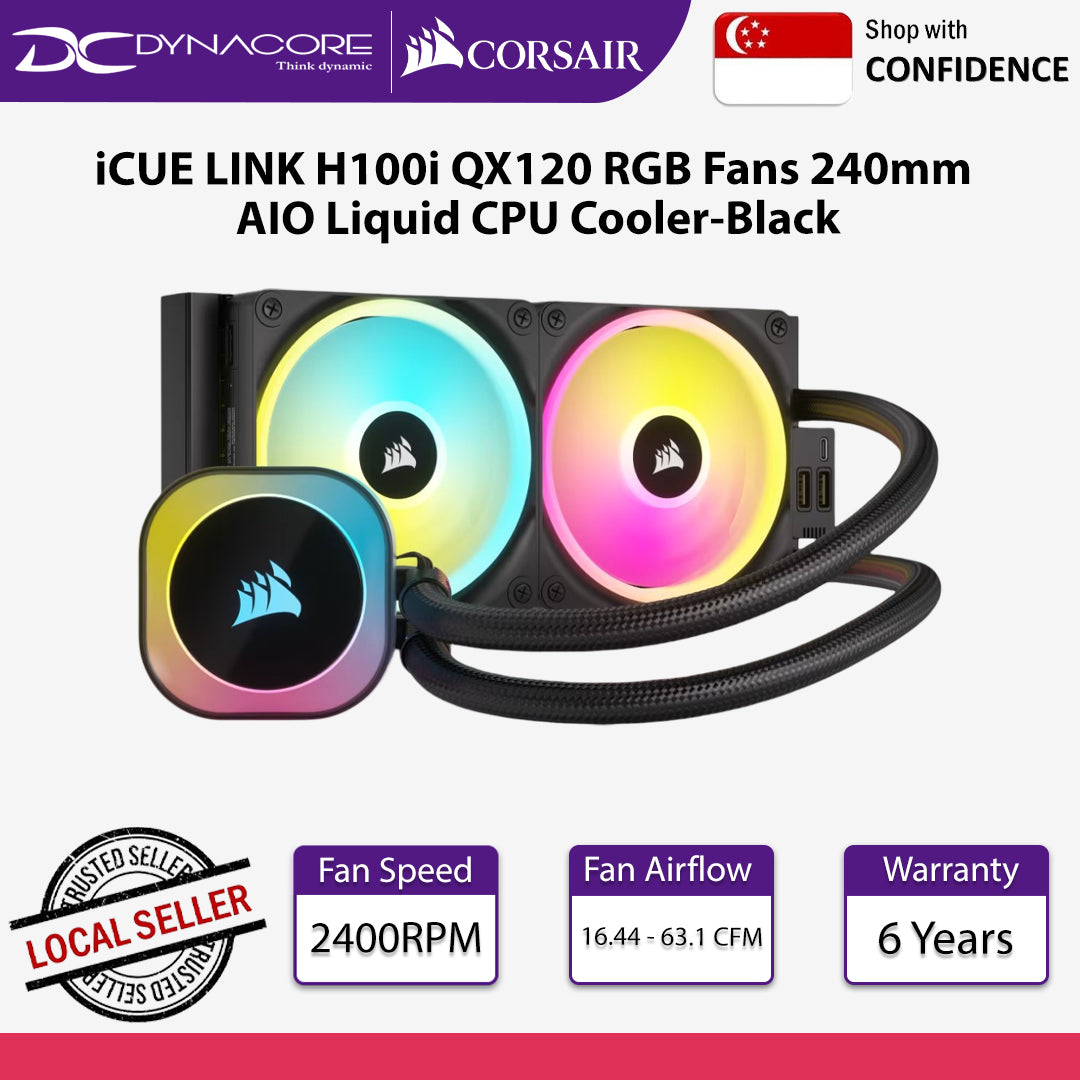 Corsair iCUE LINK H100i QX120 RGB Fans 240mm Radiator RGB AIO Liquid CPU Cooler - Black - 840006665816