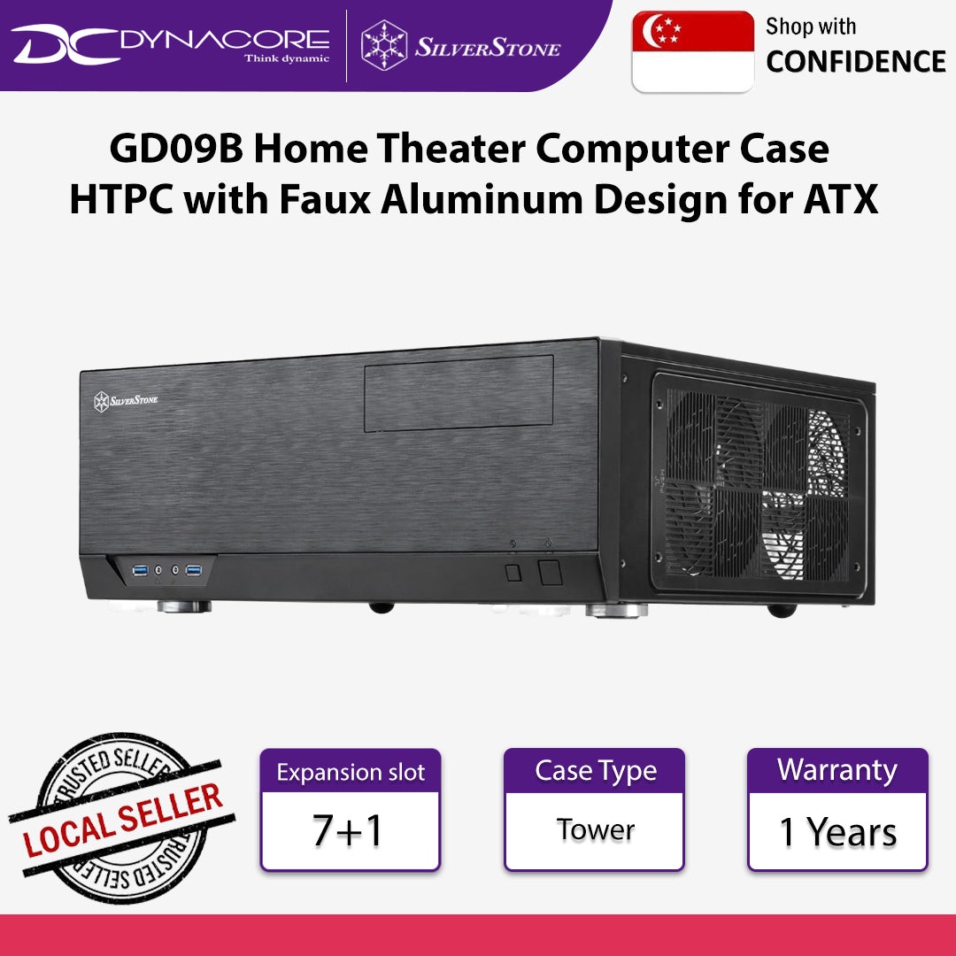 SilverStone GD09B Home Theater Computer Case HTPC with Faux Aluminum Design for ATX - SST-GD09B