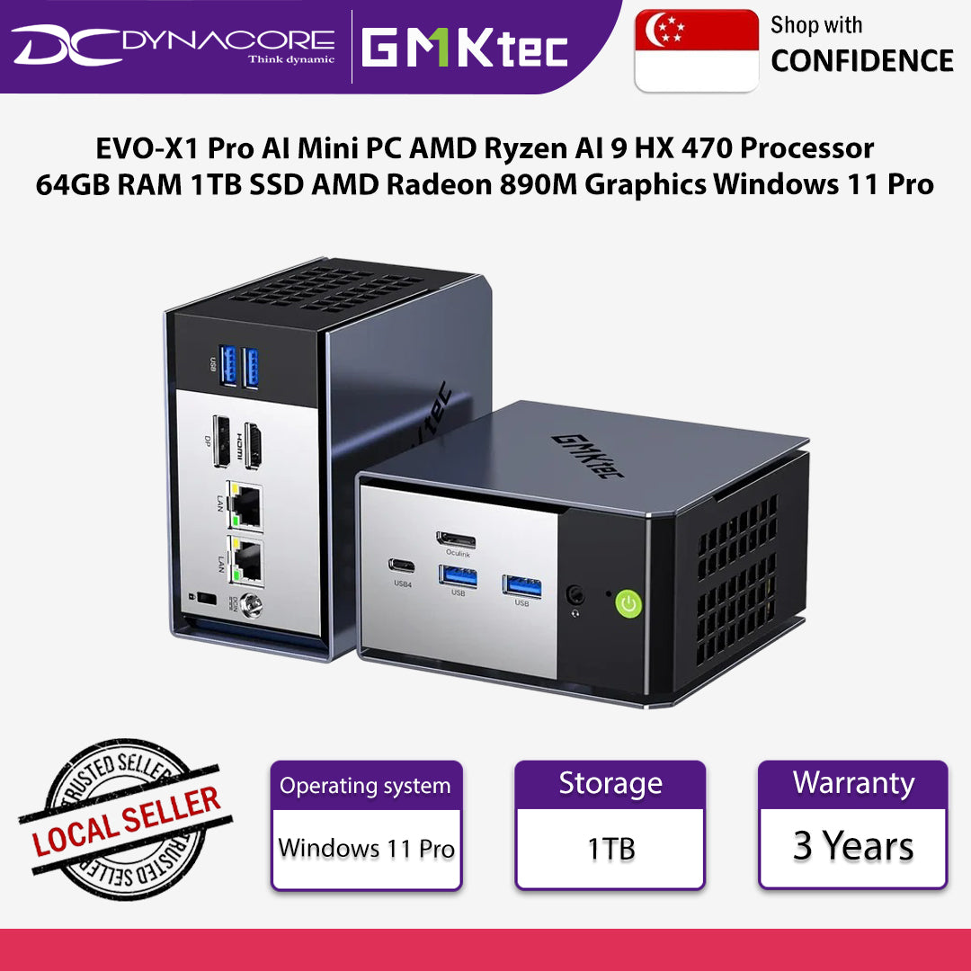 GMKtec EVO-X1 Pro AI Mini PC AMD Ryzen AI 9 HX 470 Processor 64GB RAM 1TB SSD AMD Radeon 890M Graphics Windows 11 Pro - 6972570965604
